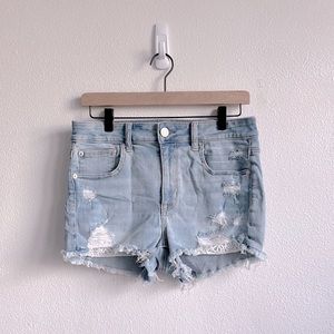 NWOT American Eagle 8 Hi-Rise Shortie Distressed Lace Shorts